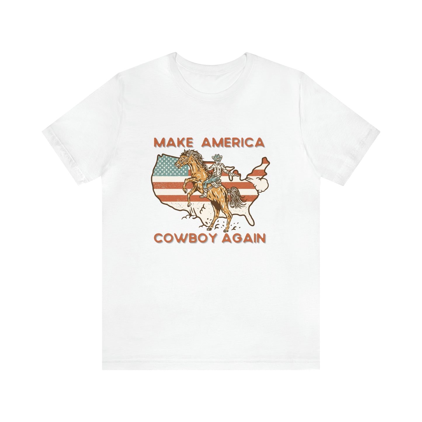 Western Make America Cowboy Again, Vintage Western Graphic Tee, American Flag Gift Idea, Western Graphic T-Shirt