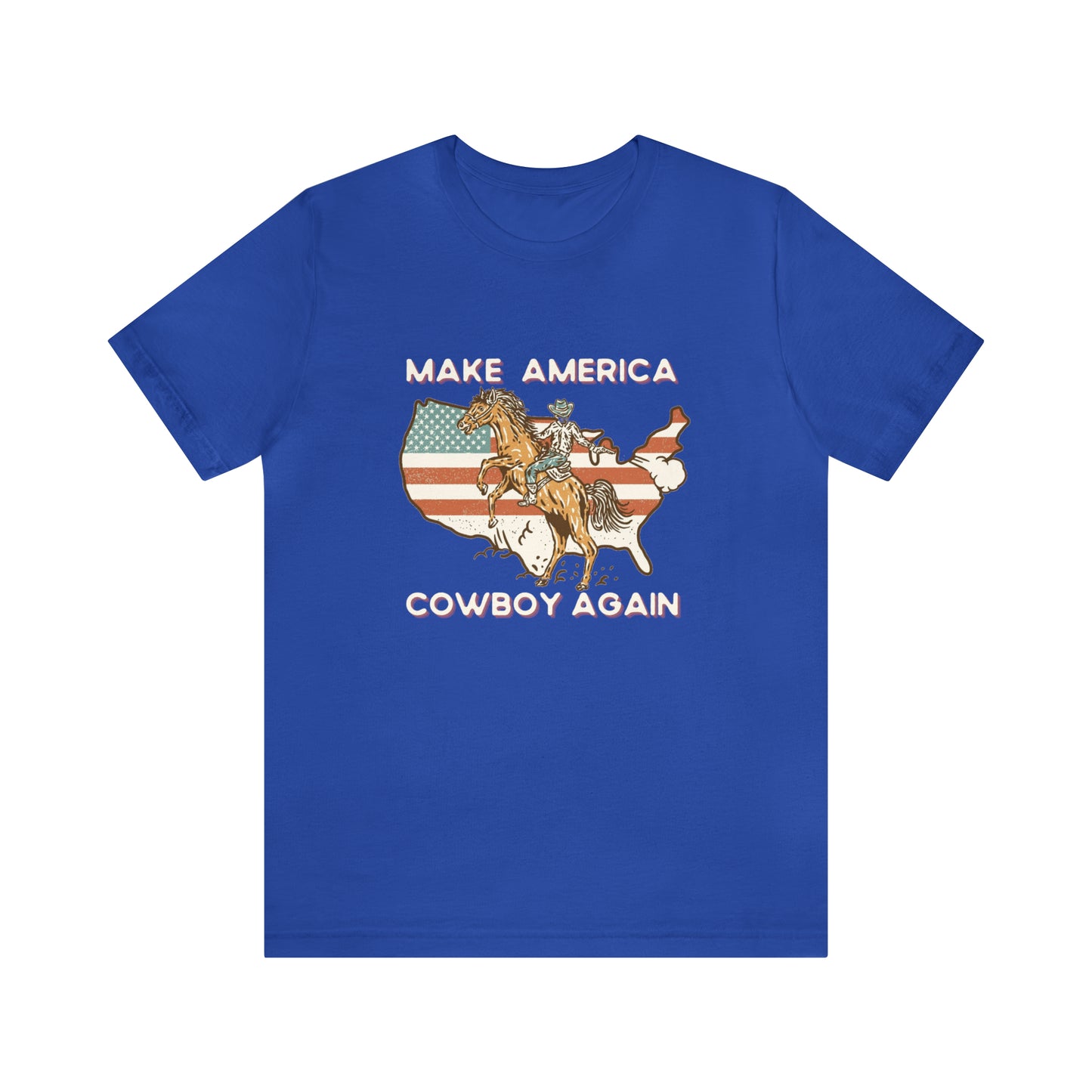 Western Make America Cowboy Again, Vintage Western Graphic Tee, American Flag Gift Idea, Western Graphic T-Shirt