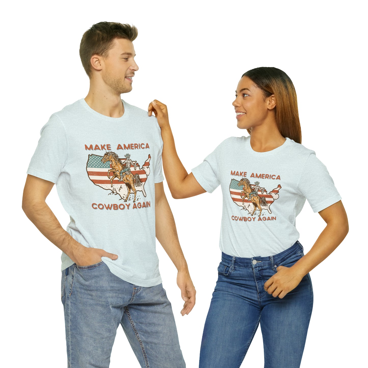 Western Make America Cowboy Again, Vintage Western Graphic Tee, American Flag Gift Idea, Western Graphic T-Shirt