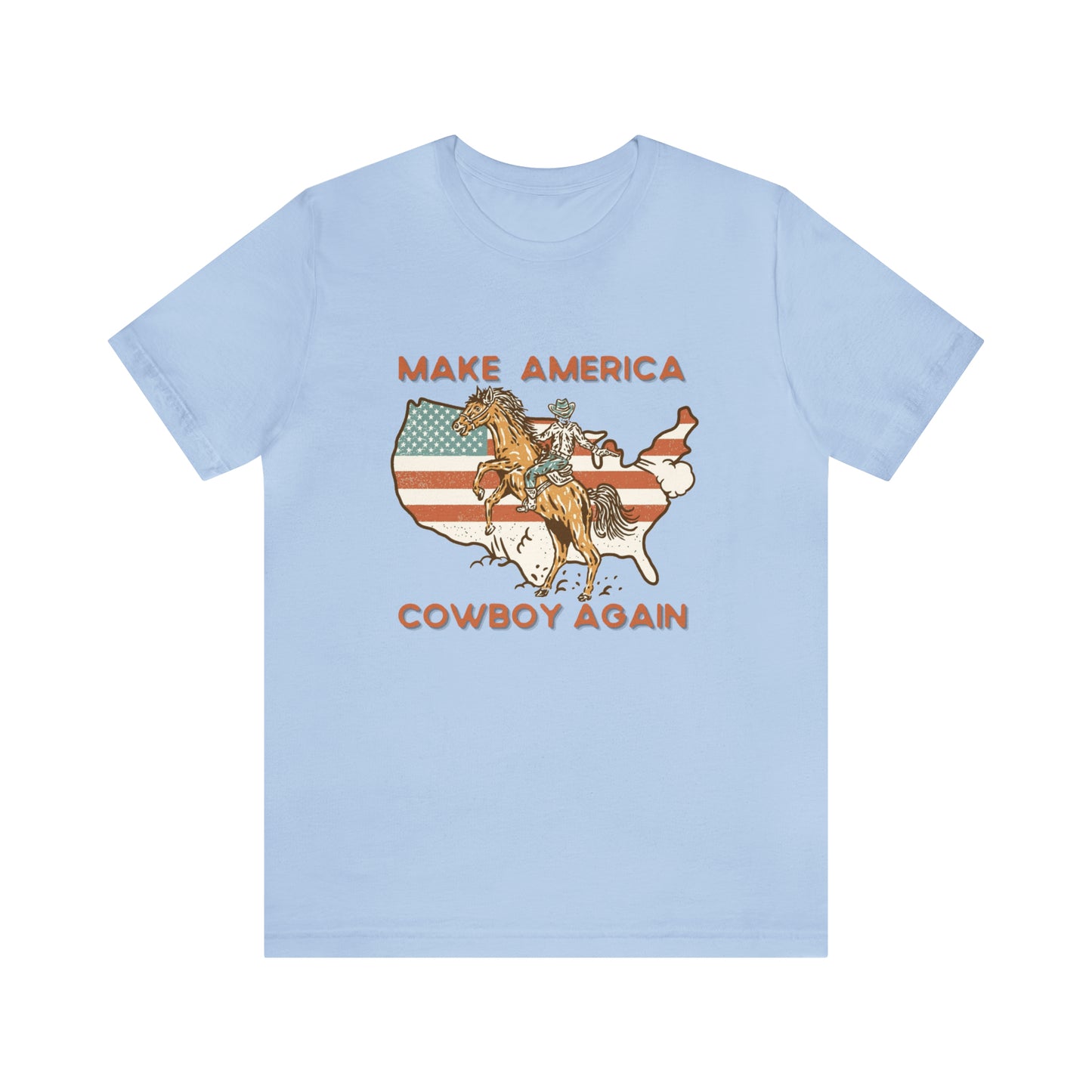 Western Make America Cowboy Again, Vintage Western Graphic Tee, American Flag Gift Idea, Western Graphic T-Shirt