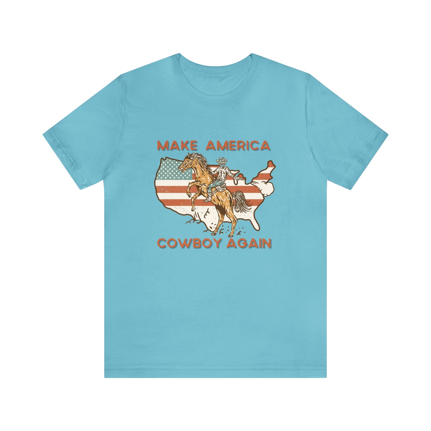 Western Make America Cowboy Again, Vintage Western Graphic Tee, American Flag Gift Idea, Western Graphic T-Shirt