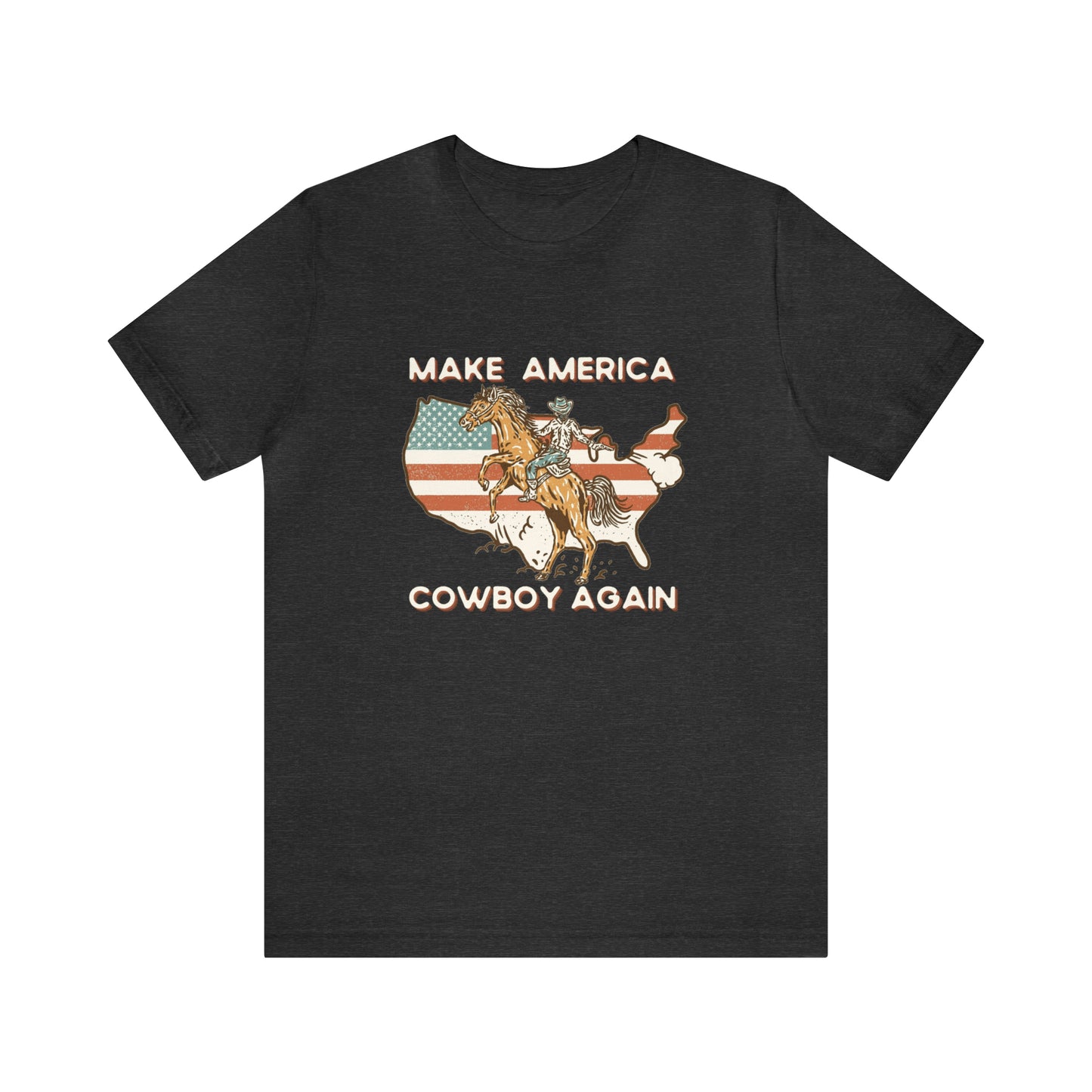 Western Make America Cowboy Again, Vintage Western Graphic Tee, American Flag Gift Idea, Western Graphic T-Shirt