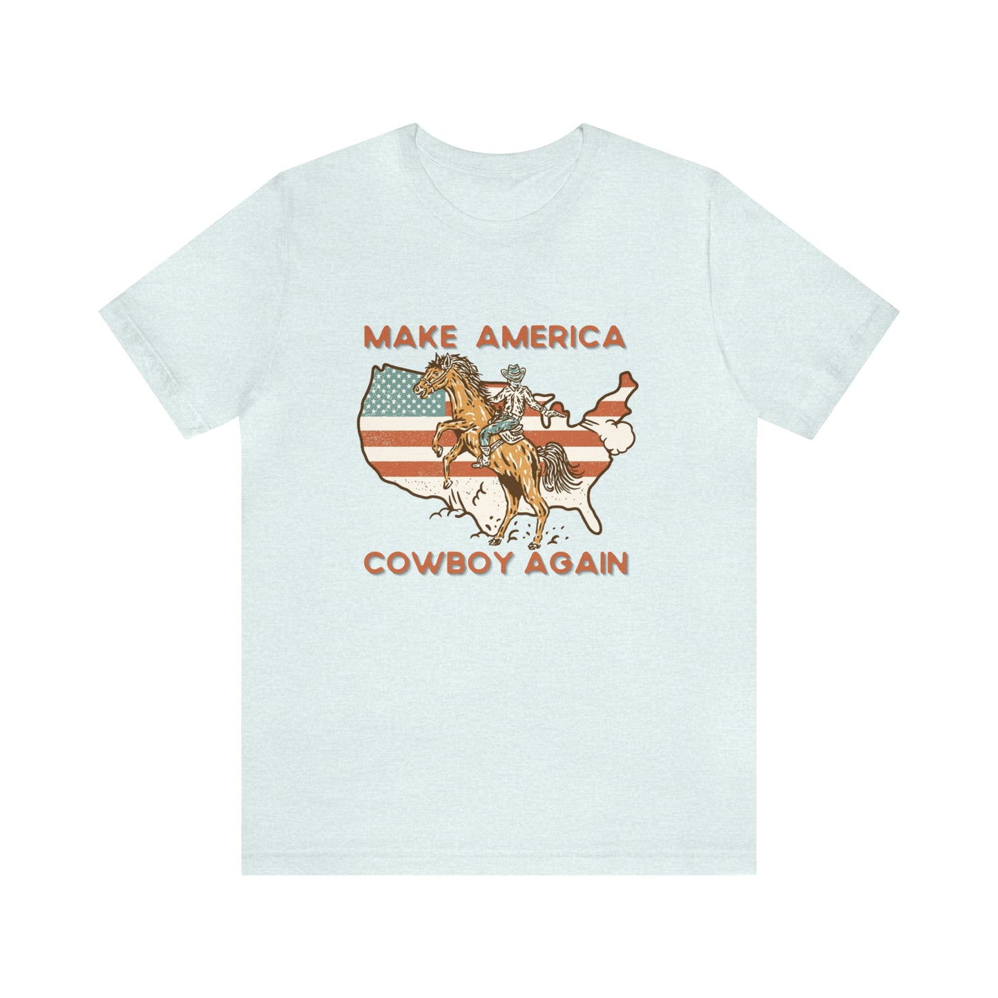 Western Make America Cowboy Again, Vintage Western Graphic Tee, American Flag Gift Idea, Western Graphic T-Shirt