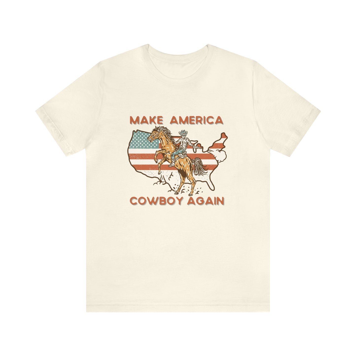 Western Make America Cowboy Again, Vintage Western Graphic Tee, American Flag Gift Idea, Western Graphic T-Shirt