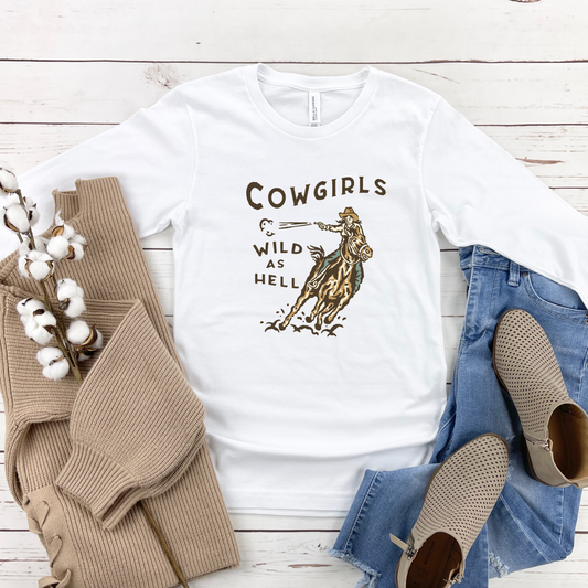 Western Cowgirl Shirt, Country Western Gift Ideas, Women's Western Shirt, Cowgirl Long Sleeve Tee, Western Cow Girl Shirt