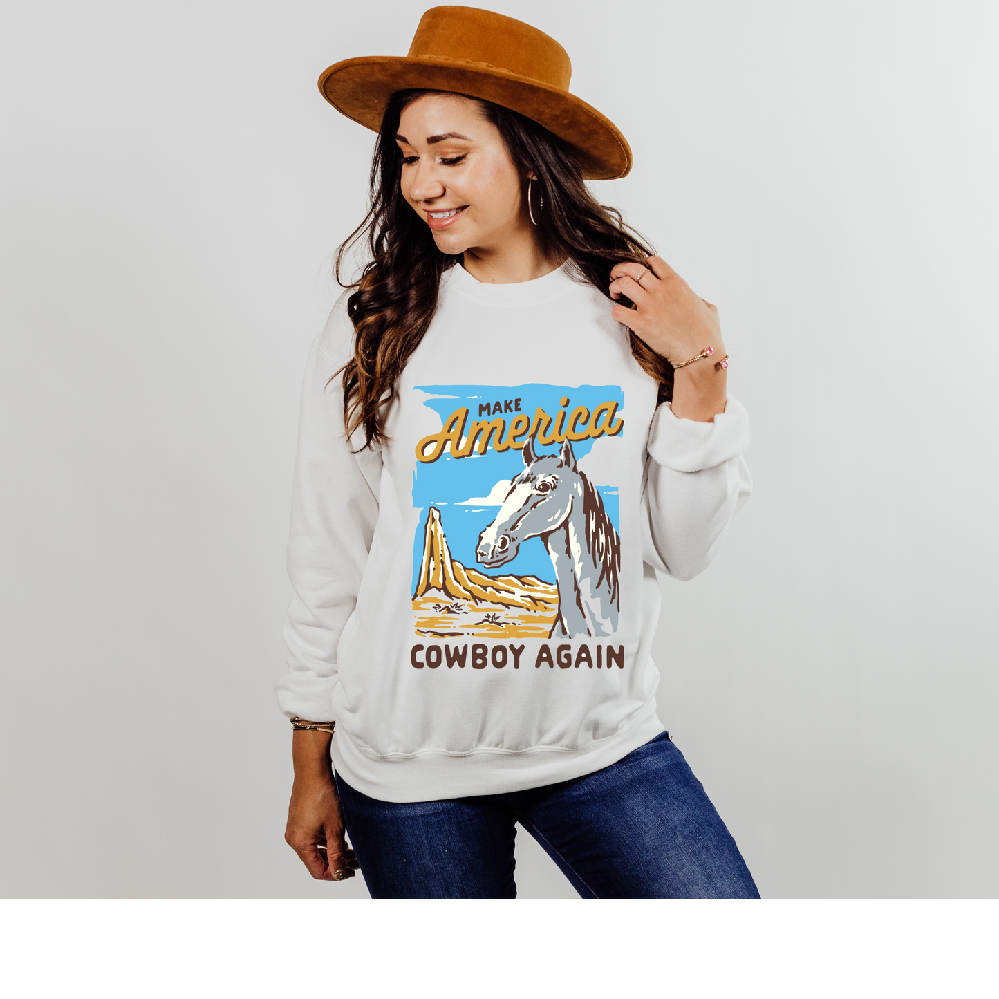 Make America Cowboy Again sweatshirt | Western graphic Tshirt | American western tee | Patriotic rodeo shirt, Cowgirl Hoodie Rodeo gift Idea