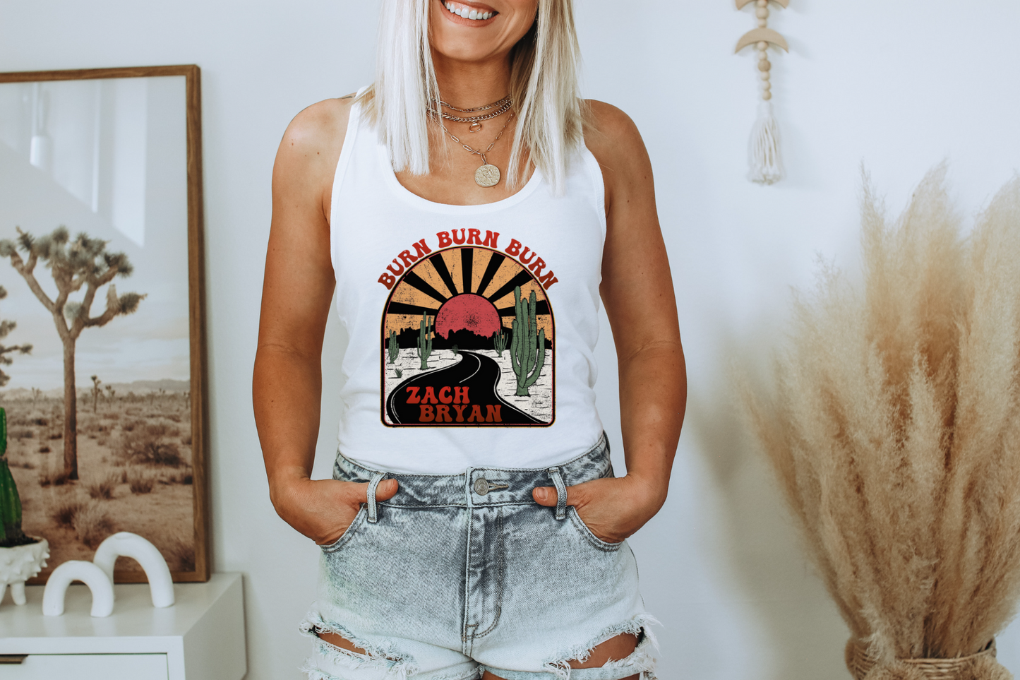 Zach Bryan Tank, Burn Burn Burn Racerback Tank, Punchy Tshirt, Zach Bryan Merch, Western Cowgirl Tank, Womens Zach Bryan Burn Burn Burn Tee