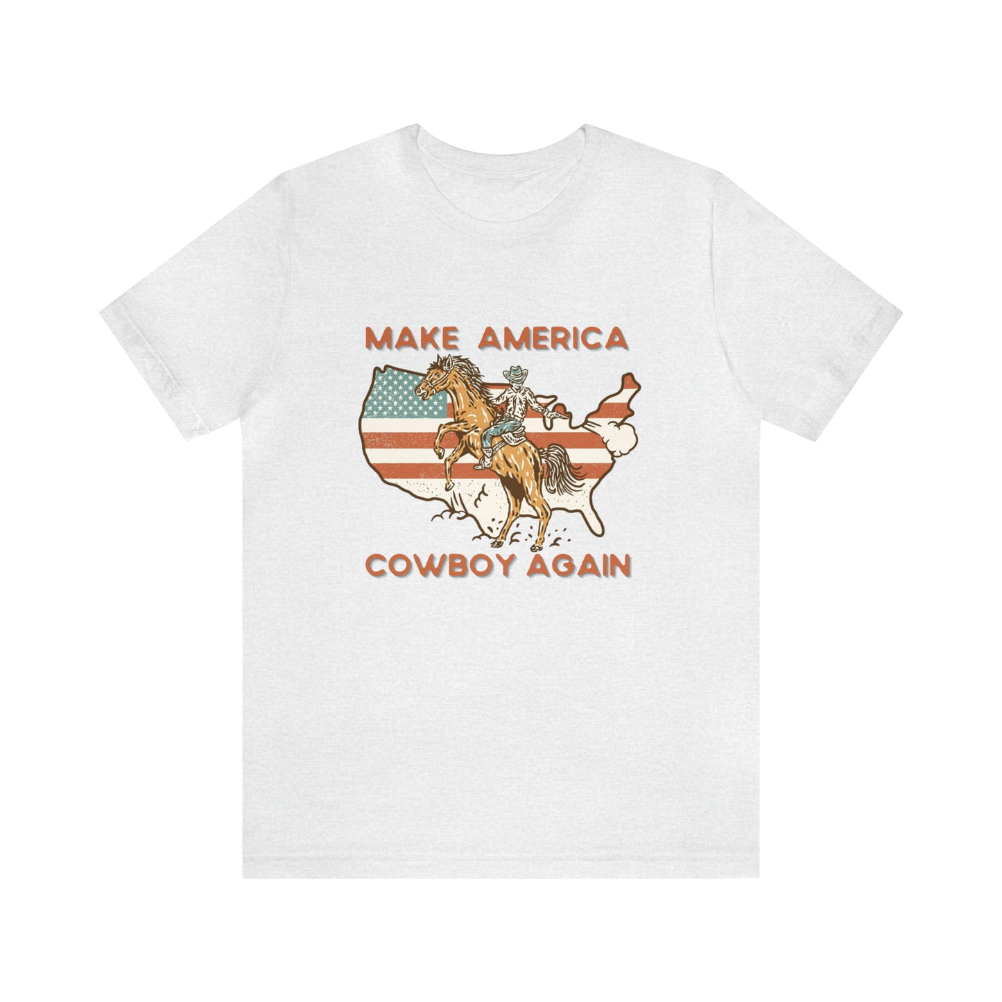 Western Make America Cowboy Again, Vintage Western Graphic Tee, American Flag Gift Idea, Western Graphic T-Shirt