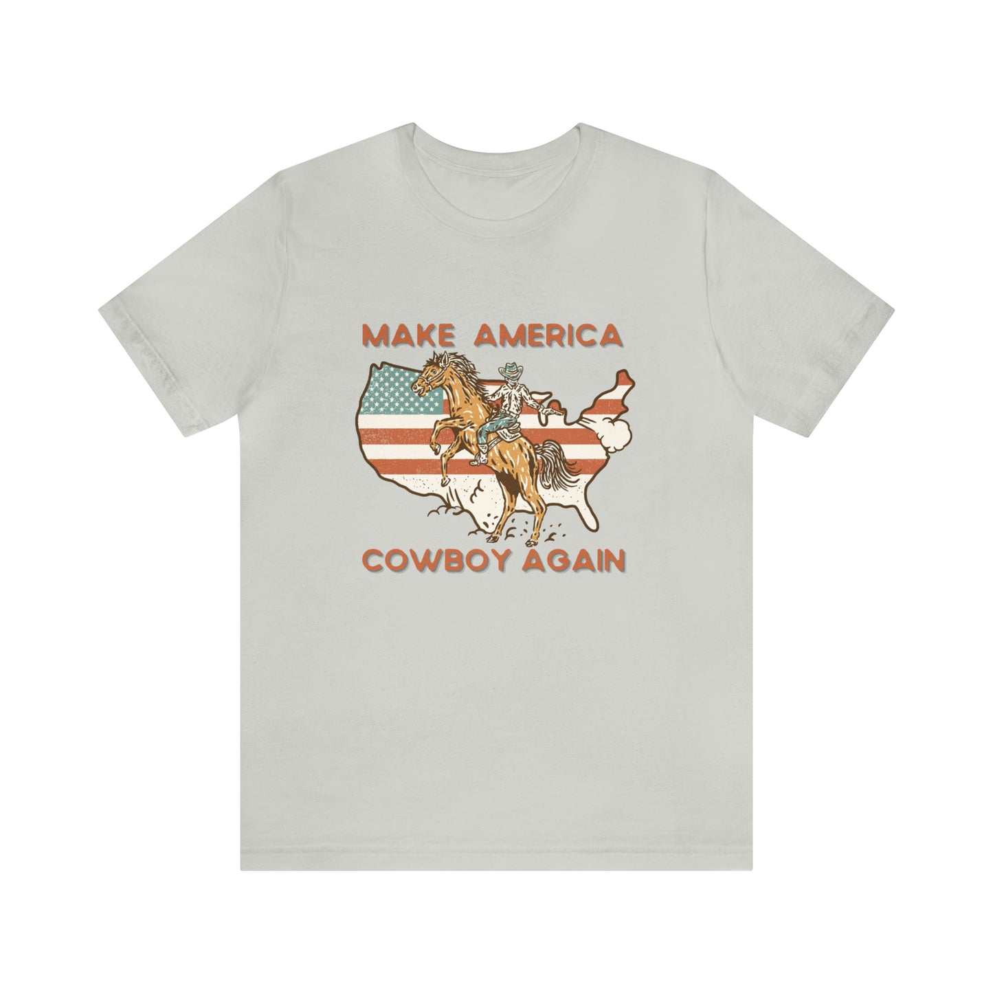 Western Make America Cowboy Again, Vintage Western Graphic Tee, American Flag Gift Idea, Western Graphic T-Shirt